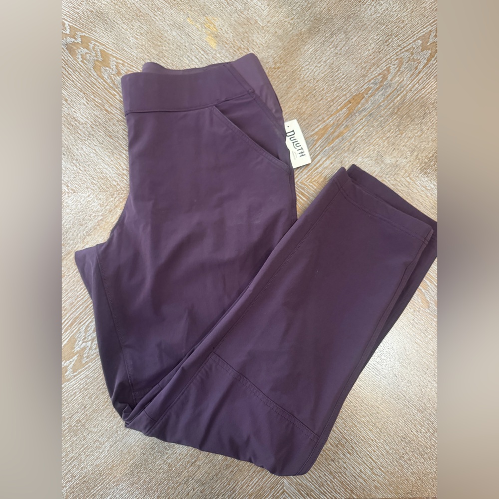 NWT Duluth Trading Co Burgundy Pull On Pants Sz 14X31 Waist 36” Inseam31”pockets